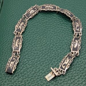 ✨ Vintage Mid-Century Siam Sterling Silver Niello Bracelet ✨